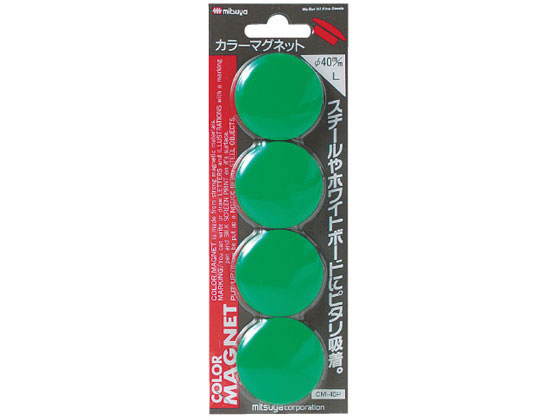 ミツヤ カラーマグネット 大 緑 4個×10 CM-40P-GR