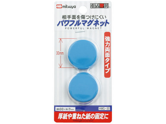 ミツヤ パワフルマグネット 30mm 青2個×10 HMG-30-BU