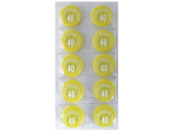 ミツヤ カラーマグネット 丸型 #40 黄 10個 MR-40-YL