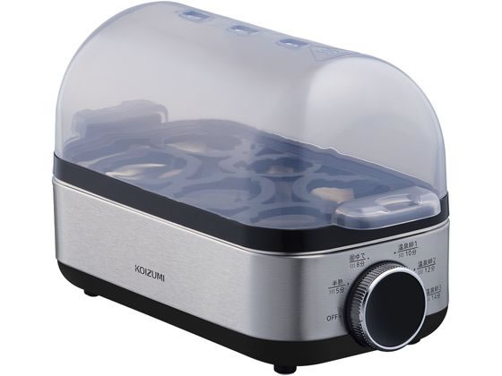 ●本体サイズ：約１１０（Ｗ）×２３０（Ｄ）×１３５（Ｈ）ｍｍ●質量：約６００ｇ●電源：ＡＣ１００Ｖ ５０／６０Ｈｚ●消費電力：４００Ｗ●切替スイッチ（たまご調理）：ＯＦＦ／半熟／固ゆで／温泉卵１／温泉