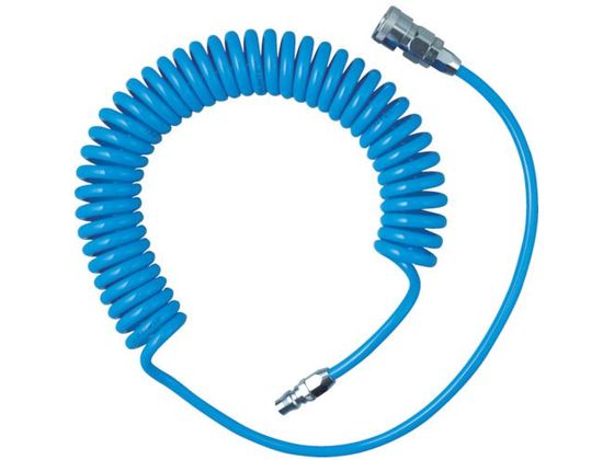 ●型番：TUCH-10B●コイル径（mm）：42 ●使用範囲（m）：8．0 ●色：青 ●全長（mm）：1400 ●ホース内径×外径（mm）：5×8 ●コイル長（mm）：800 ●使用流体：空気 ●寸法