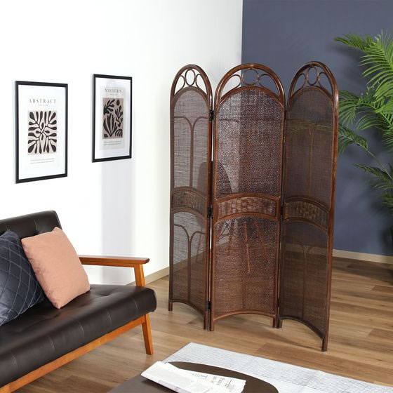 Rattan Furniture アジアンスクリーン 3連 籐製 ラタン パーテーション