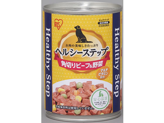 アイリスオーヤマ ヘルシーステップ角切りビーフ&野菜1缶375g P-HLC-KB