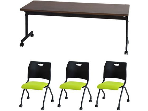 Netforce テーブル1台+チェア3脚セット W1800mmD600 幕板無WNBV Netforce テーブル1台+チェア3脚セット W1800mmD600 幕板無WNBV