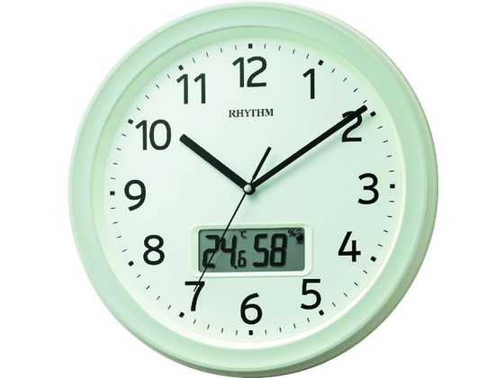 RHYTHM 電波 掛時計 フィットウェーブリブA02 温湿度計付φ325 RHYTHM 電波 掛時計 フィットウェーブリブA02 温湿度計付φ325