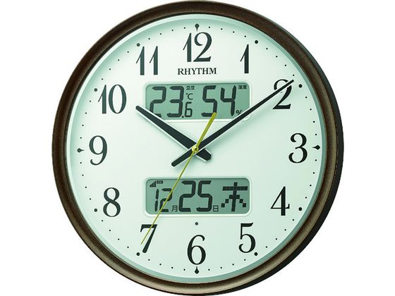RHYTHM 電波 掛時計 フィットウェーブリブA04 温湿度計付φ344 RHYTHM 電波 掛時計 フィットウェーブリブA04 温湿度計付φ344