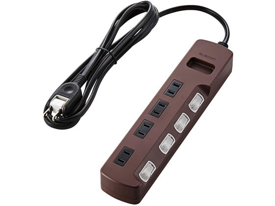 エレコム 雷ガードタップ 4個口 2m ブラウン T-BR02-2420BR