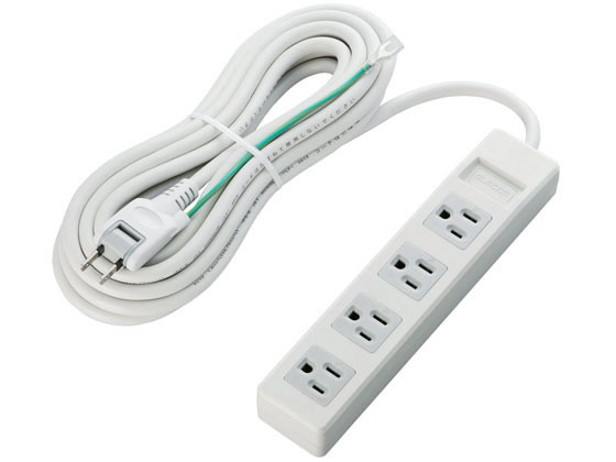 エレコム OAタップ 3ピン 4個口 5m マグネット付 T-T02-3450WH RS