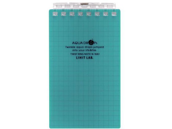 リヒトラブ AQUA DROPs ツイストノート メモサイズ 5mm方眼 青緑 40枚