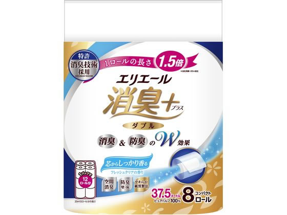 大王製紙 エリエール 消臭+トイレットティシュー ダブル フレッシュ 8ロール 大王製紙 エリエール 消臭+トイレットティシュー ダブル フレッシュ 8ロール