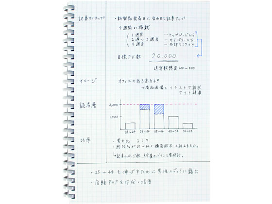 リヒトラブ Hirakuno ツイストノート A5 24穴 薄色5mm方眼罫ネイビー N1673 11が358円 ココデカウ