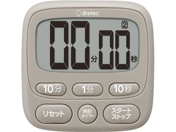 ドリテック 時計付大画面タイマー ベージュ T-612BE