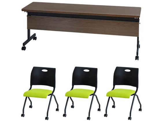 Netforce テーブル1台+チェア3脚セット W1800mmD450 幕板付WNBV
