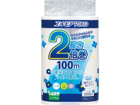 カミ商事 エルモア ピコトイレットペーパー2倍巻 シングル 100m12ロール