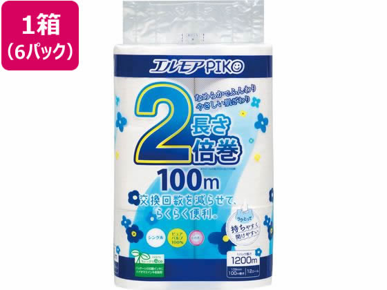 カミ商事 エルモア ピコトイレットペーパー2倍巻 シングル 100m12ロール*6P