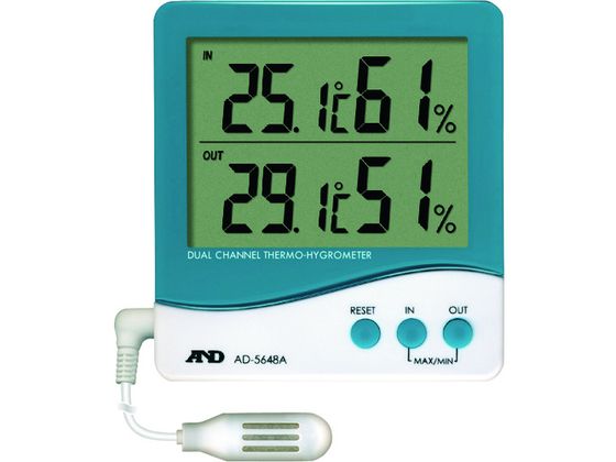 A & D デュアルチャンネル温度・湿度計 AD5648A