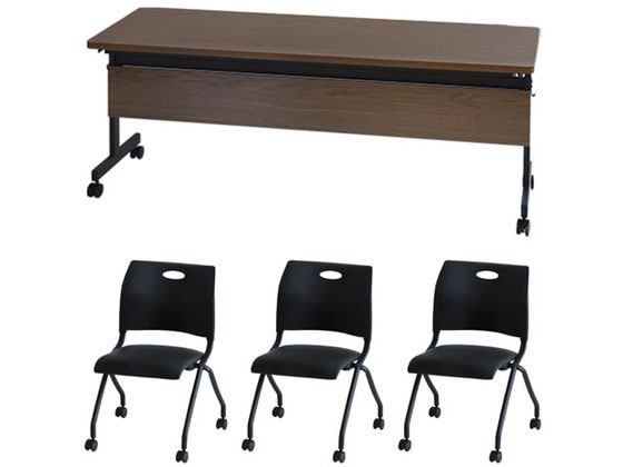 Netforce テーブル1台+チェア3脚セット W1800mmD600 幕板付WNBG