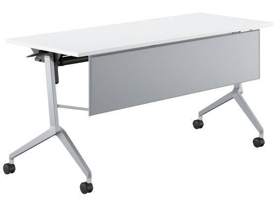 コクヨ テーブル リーフライン 棚幕板付 ホワイト脚銀 W1500*D600 コクヨ テーブル リーフライン 棚幕板付 ホワイト脚銀 W1500*D600