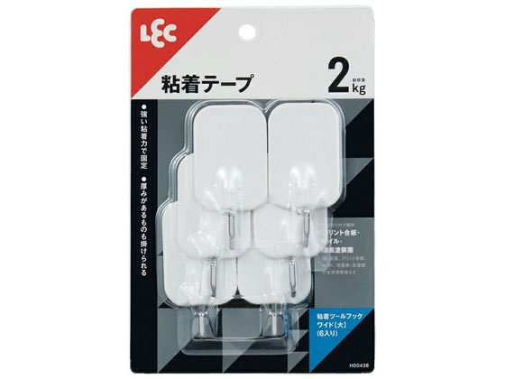 レック 粘着ツ-ルフックワイド(大) 耐荷重2kg 6個入 H00438 レック 粘着ツ-ルフックワイド(大) 耐荷重2kg 6個入 H00438