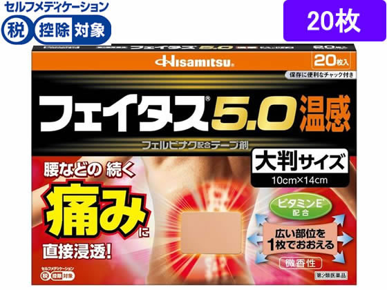 久光製薬 フェイタス5.0温感 大判サイズ 20枚【第2類医薬品】