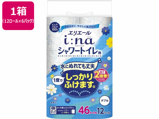 大王製紙 エリエール イーナ トイレットティシュー シャワー用ダブル46m12R×6 大王製紙 エリエール イーナ トイレットティシュー シャワー用ダブル46m12R×6