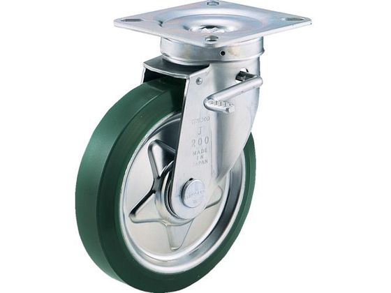 TRUSCO プレス製ウレタンキャスター 自在ダブルストッパー付 Φ150 TUJB-150