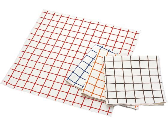 EBM キャンパス厚手 チェックナプキン オレンジ 450×450