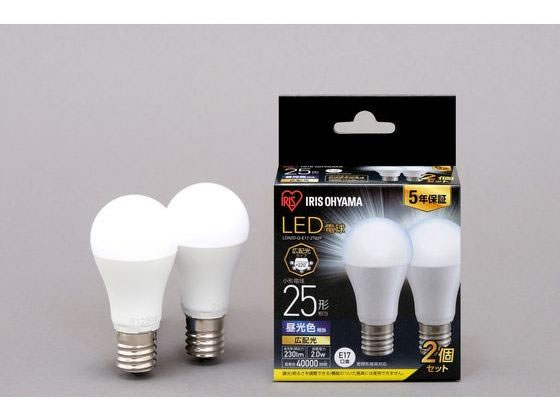 アイリスオーヤマ LED電球 E17 広配光 25形相当 昼光色 2個 アイリスオーヤマ LED電球 E17 広配光 25形相当 昼光色 2個