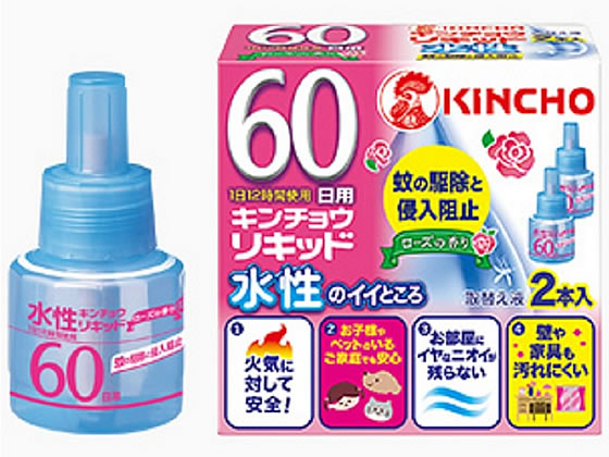 金鳥 水性キンチョウリキッド 60日 ローズの香り 取替液 2本入 金鳥 水性キンチョウリキッド 60日 ローズの香り 取替液 2本入