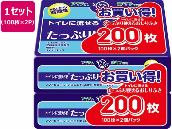 クレシア アクティ トイレに流せるたっぷり使えるおしりふき 2P
