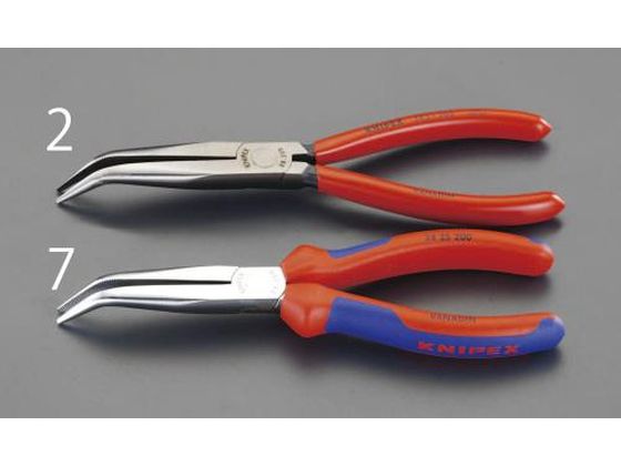 ●メーカー：ＫＮＩＰＥＸ（クニペックス）●型番：３８２５２００●ギザ付●全長：２００ｍｍ●刃長：７３ｍｍ●４０°ベンド●先端半丸●仕様：クロムメッキ、コンフォート