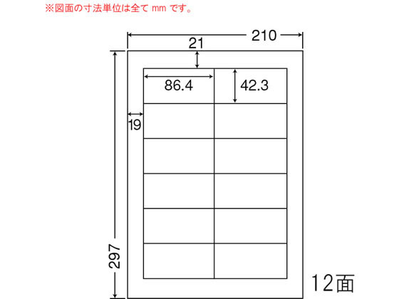 NANA カラーインクジェットプリンタ用光沢ラベル A4 12面 SCJ11