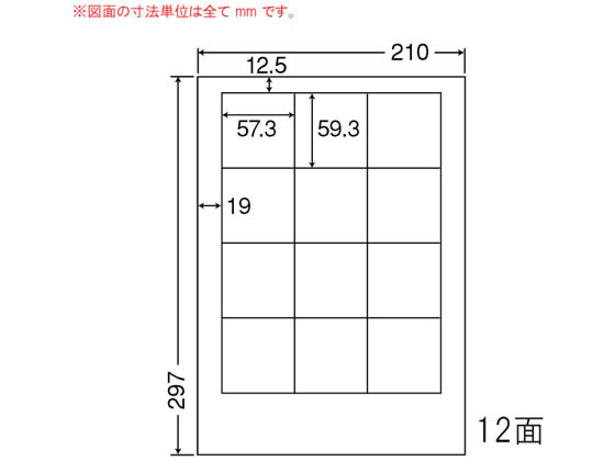 NANA カラーレーザー用耐水光沢紙ラベル A4 12面 SCL10