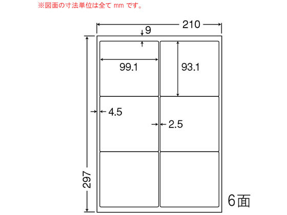 NANA カラーレーザー用耐水光沢紙ラベル A4 6面 SCL41