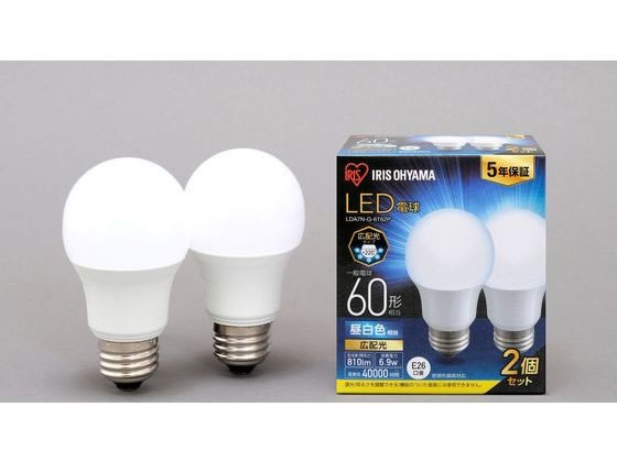 アイリスオーヤマ LED電球 E26 広配光 60形相当 昼白色 2個 アイリスオーヤマ LED電球 E26 広配光 60形相当 昼白色 2個