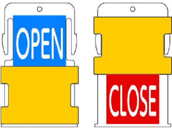 IM スライド表示タグ OPEN CLOSE (OPEN - 青地に白 ／ CLOSE - 赤字に白) AIST4-EN