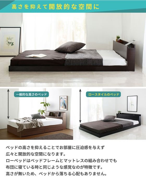 【Lonnie】 宮付き シングルベッド フレーム ホワイト ナカバヤシ Lonnie 宮付きフロアベッド シングル ホワイト