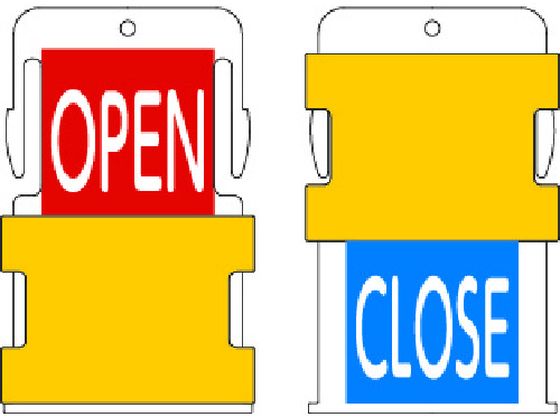 IM スライド表示タグ OPEN CLOSE (OPEN - 赤地に白 ／ CLOSE - 青字に白) AIST7-EN