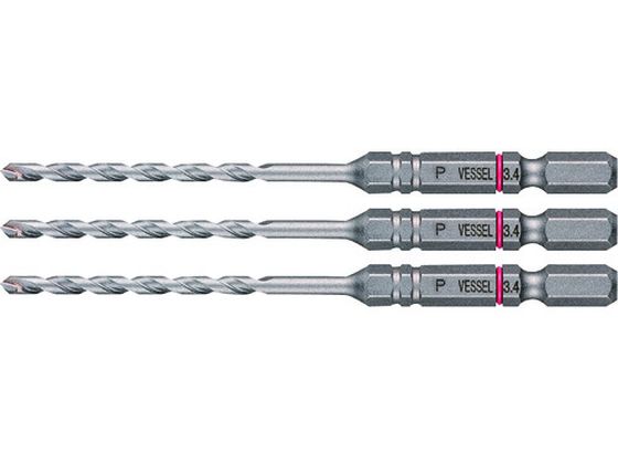 ベッセル 磁器タイル用ドリル APD 3本組 ドリル径:3.4mm 有効長:45mm APD3S-3.4 ベッセル 磁器タイル用ドリル APD 3本組 ドリル径:3.4mm 有効長:45mm APD3S-3.4