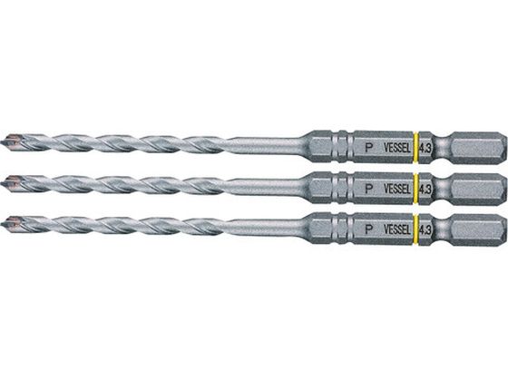 ベッセル 磁器タイル用ドリル APD 3本組 ドリル径:4.3mm 有効長:50mm APD3S-4.3 ベッセル 磁器タイル用ドリル APD 3本組 ドリル径:4.3mm 有効長:50mm APD3S-4.3