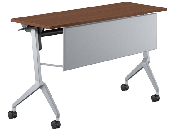 ●品番：ＦＬＦ−Ｋ１２０４ＭＰＮ−Ｓ１Ｖ５２●カラー／［天板］ブラウンウォールナット［脚］フラットシルバー●外寸法／幅１２００×奥行４５０×高さ７２０ｍｍ●下肢空間寸法／幅９８０×高さ６０２ｍｍ●パネ