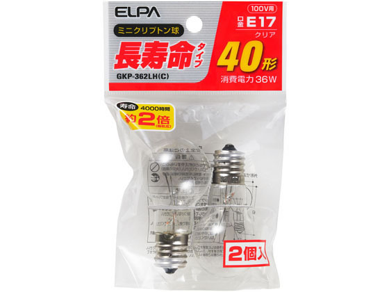 朝日電器 長寿命クリプトン球 40Wクリア GKP-362LH(C)