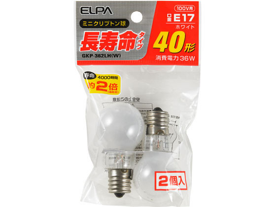 朝日電器 長寿命クリプトン球 40Wホワイト GKP-362LH(W)