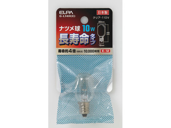 朝日電器 ナツメ球長寿命 10W E12クリア G-L14H(C)