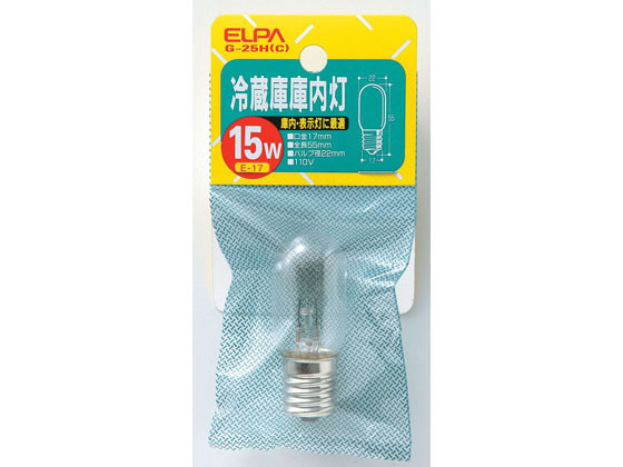 朝日電器 冷蔵庫庫内灯 15W E17クリア G-25H(C) 朝日電器 冷蔵庫庫内灯 15W E17クリア G-25H(C)
