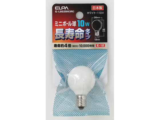 朝日電器 ミニボール球 10W E12ホワイト G-L8020H(W)