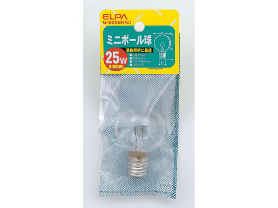 朝日電器 ミニボール球 25W E17クリア G-8008H(C)