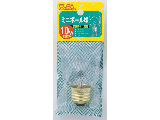 朝日電器 ミニボール球 10W E26クリア G-8006H(C)