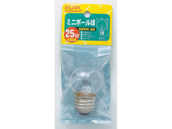 朝日電器 ミニボール球 25W E26クリア G-8009H(C)