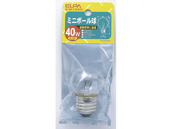 朝日電器 ミニボール球 40W E26クリア G-8012H(C)